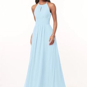 Azazie Sky Blue Halter Maxi Dress
